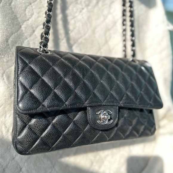 CHANEL Caviar Quilted Double Flap Medium Black Shoulder Bag - Picture 2 of 16